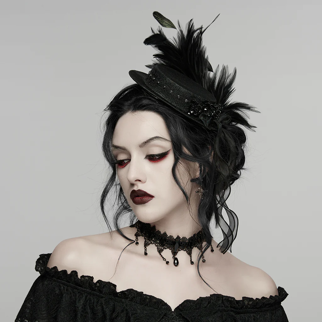 Goth Feather Ribbon format Hat - Image 3