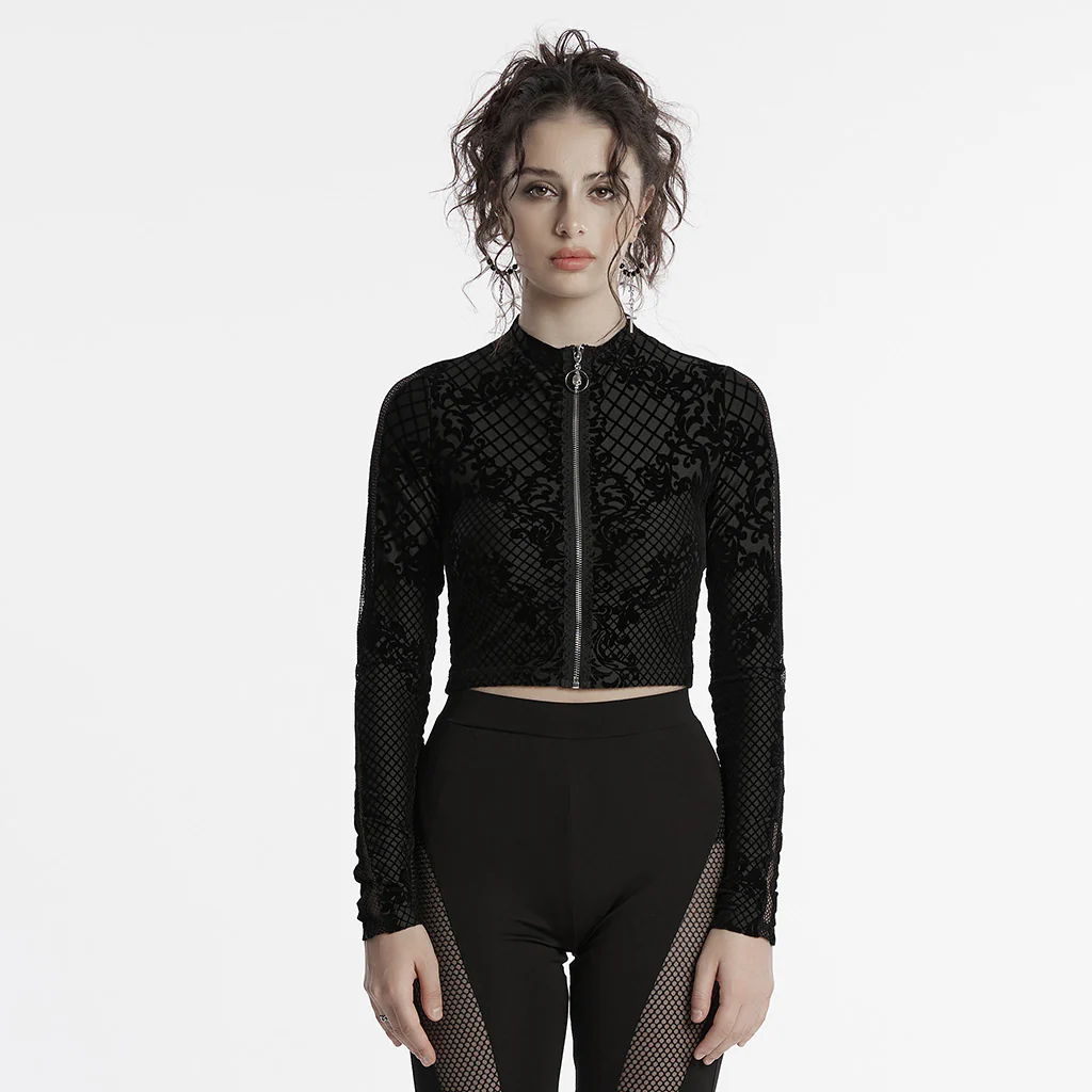 Goth Flocking Mesh Coat