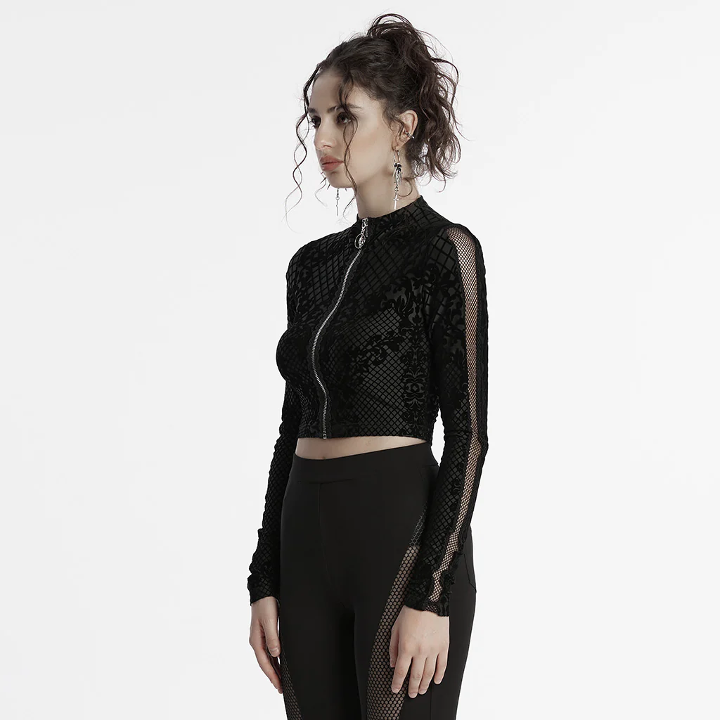 Goth Flocking Mesh Coat - Image 2