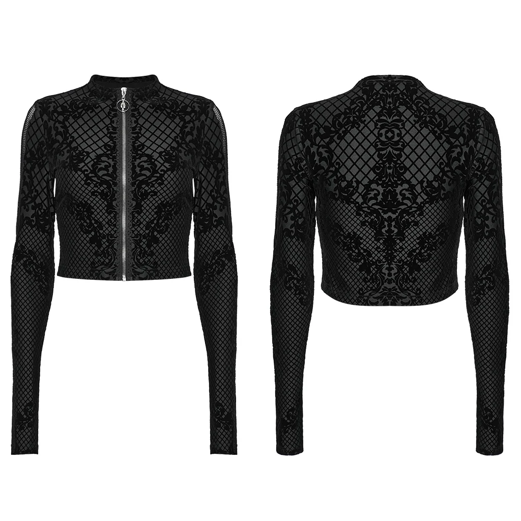 Goth Flocking Mesh Coat - Image 5