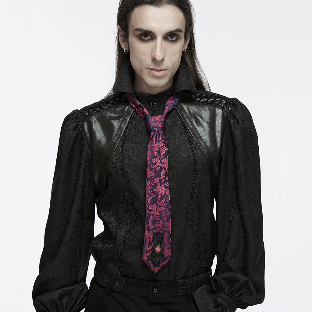 Goth flower pattern tie
