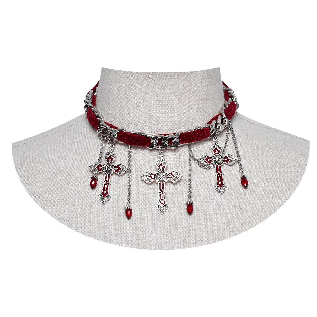 Goth Gorgeous Cross Choker - Image 2