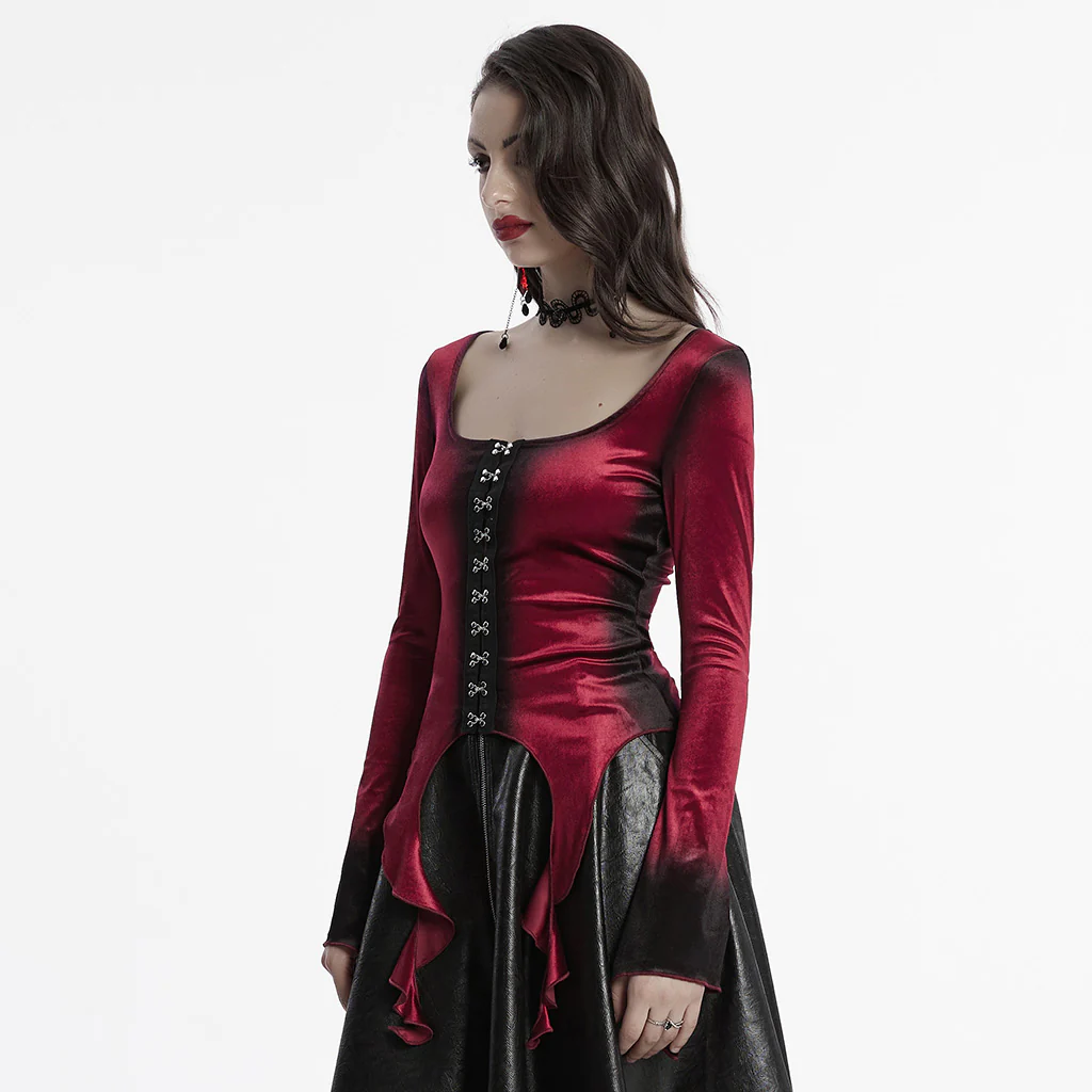 Goth Gradient Printed Velvet T-shirt - Image 10