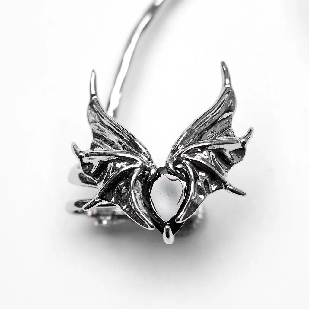 Goth Heart Shape Bat Earbone Earring - Image 4