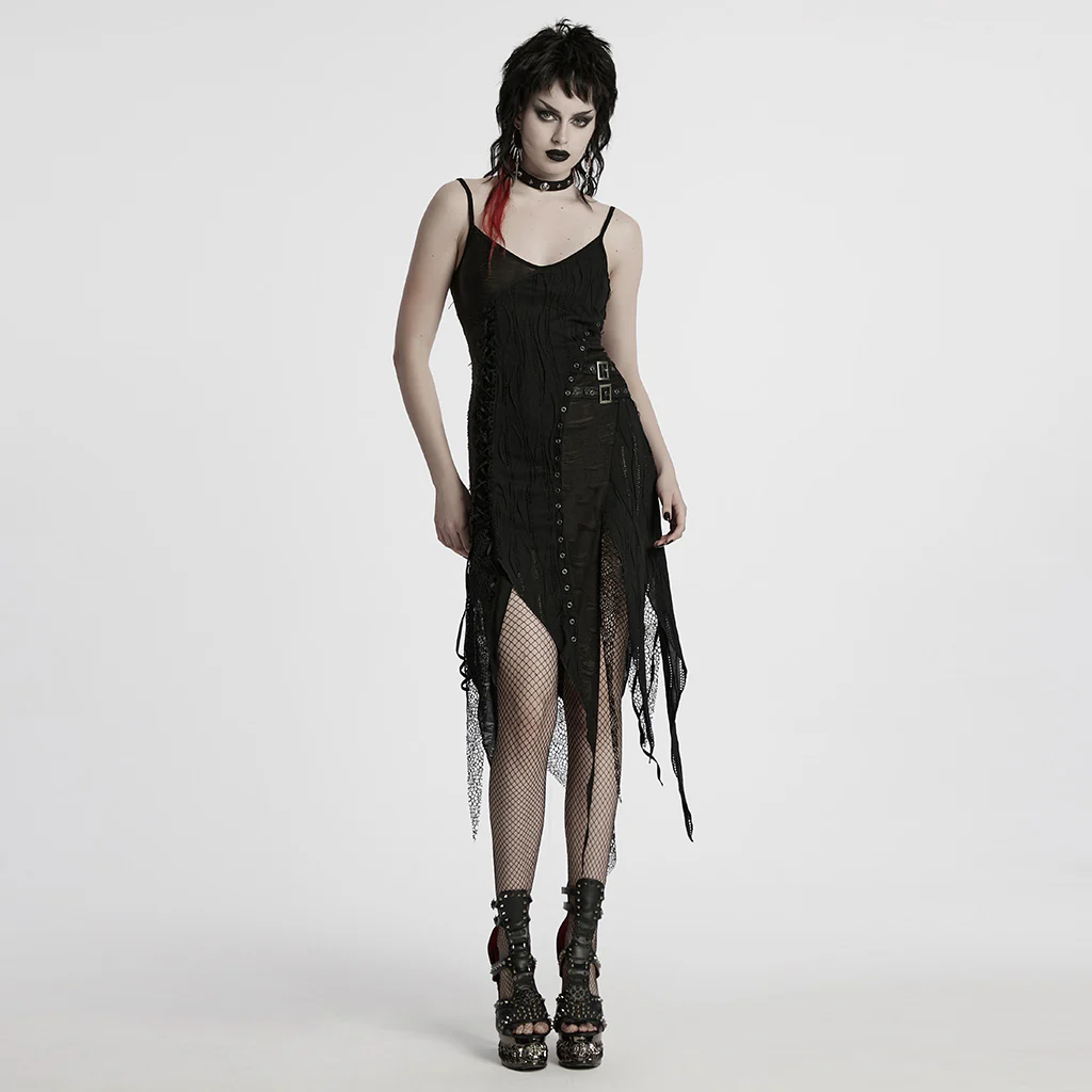 Goth irregular split dress - Image 4