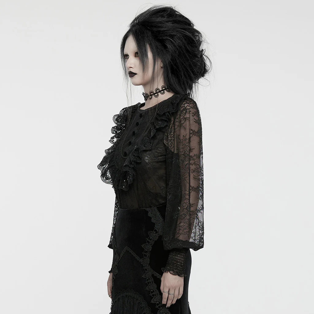 Goth lace lantern sleeve shirt - Image 2