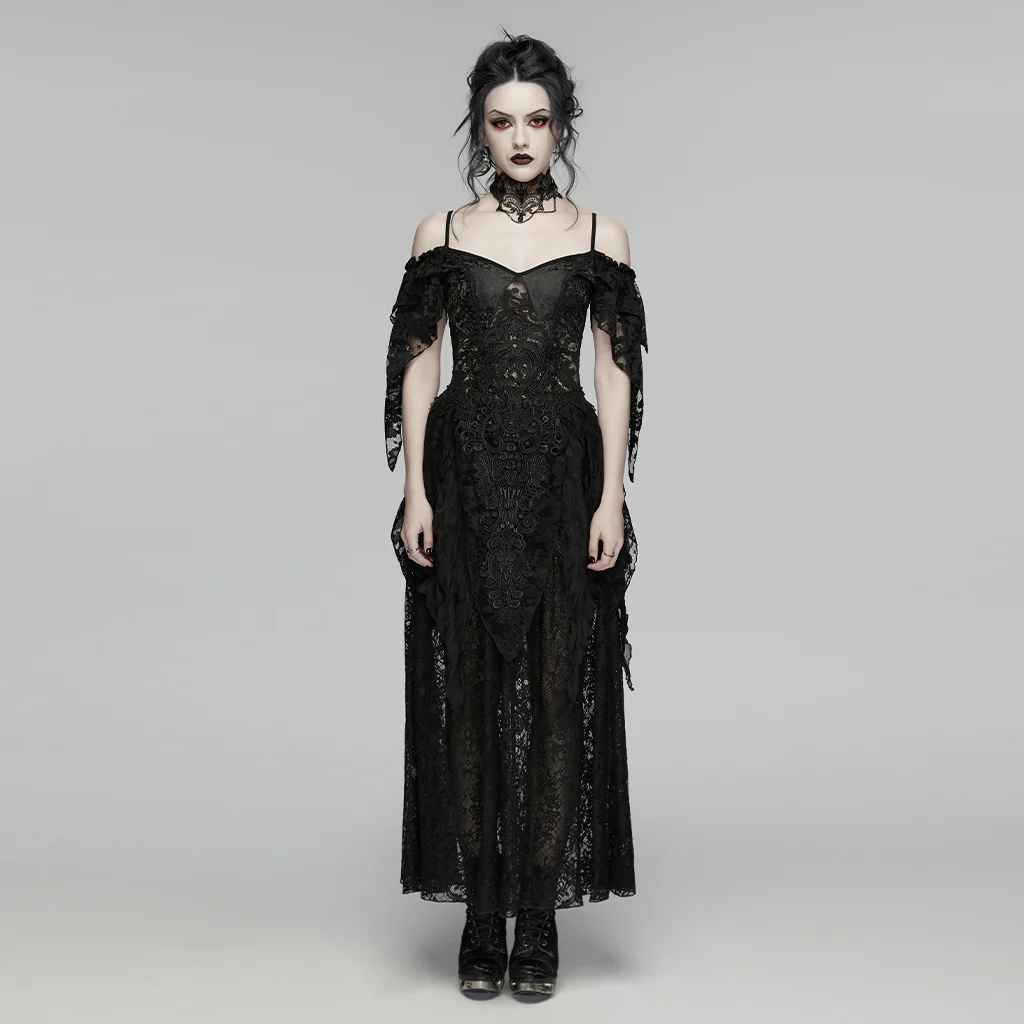 Goth layered slip dress
