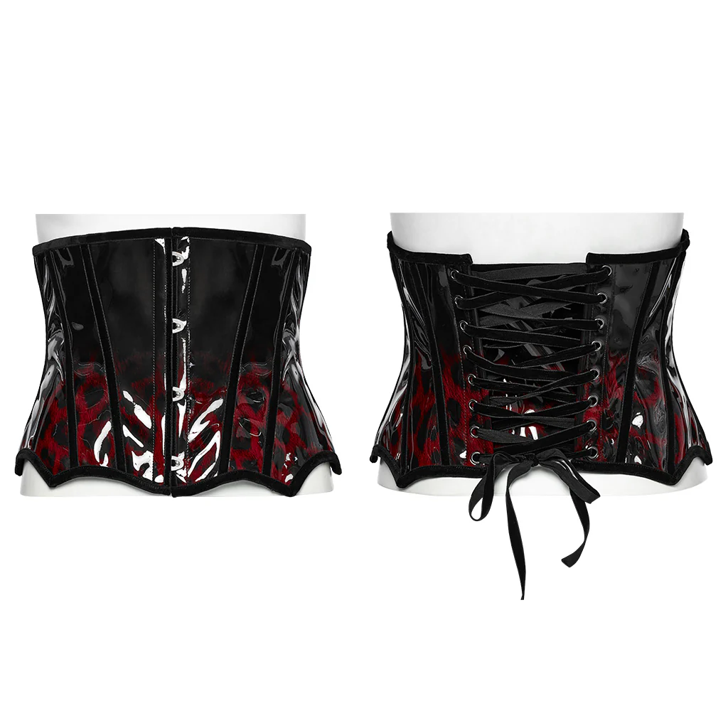 Goth leopard print patent leather corset - Image 5