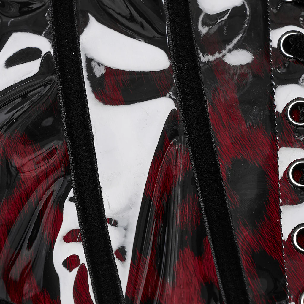 Goth leopard print patent leather corset - Image 7