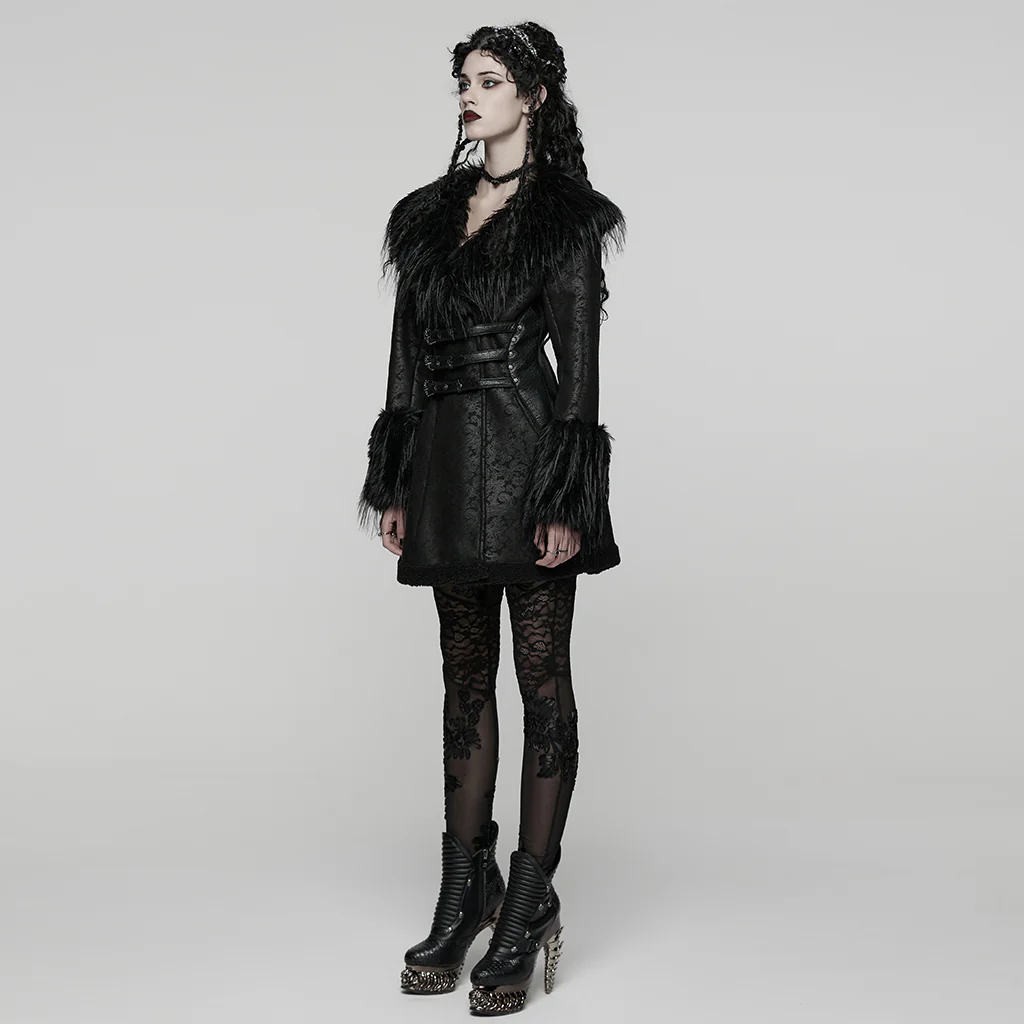 Goth Plush Collar Coat - Image 2
