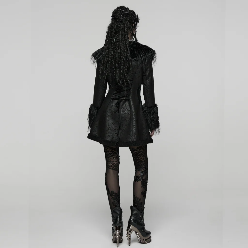 Goth Plush Collar Coat - Image 3