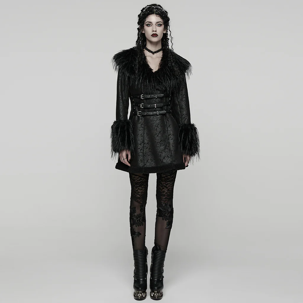 Goth Plush Collar Coat - Image 4