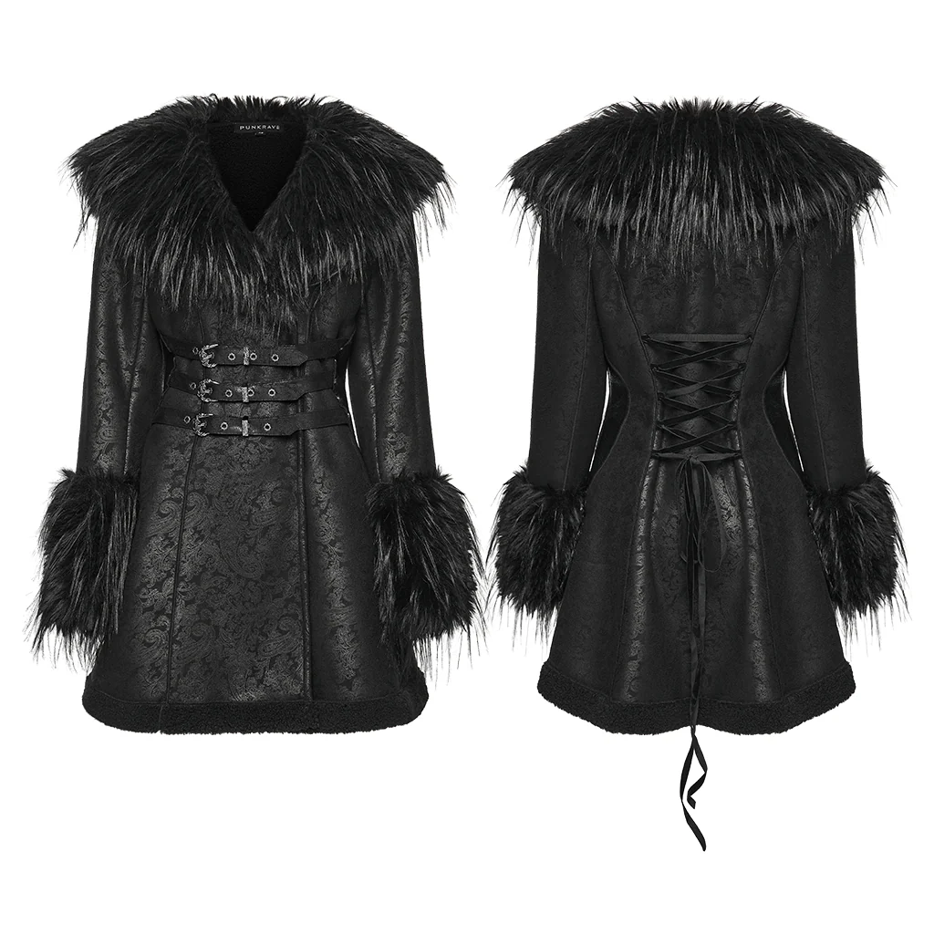 Goth Plush Collar Coat - Image 5