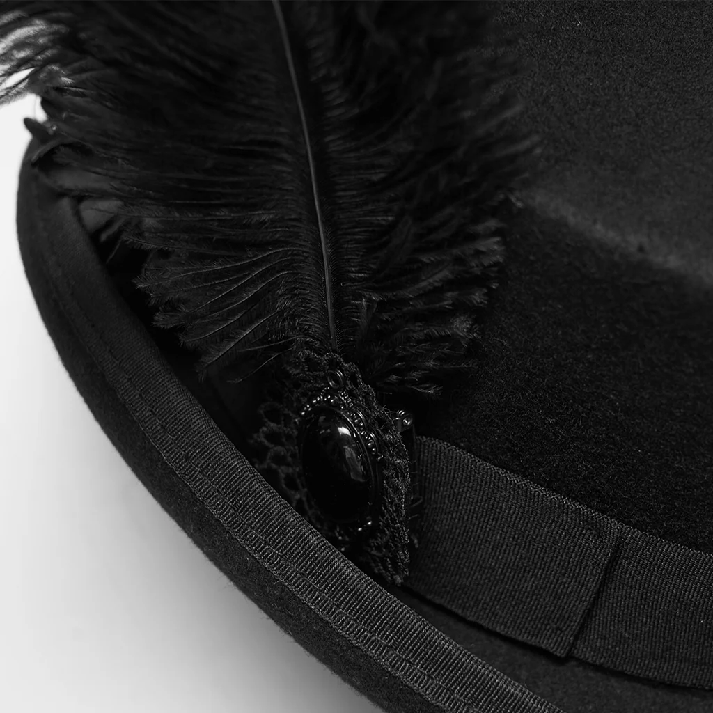 Goth retro feather formal hat - Image 3