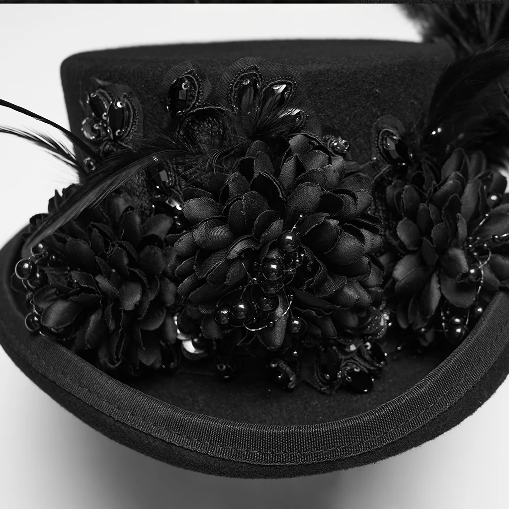 Goth retro feather formal hat - Image 4