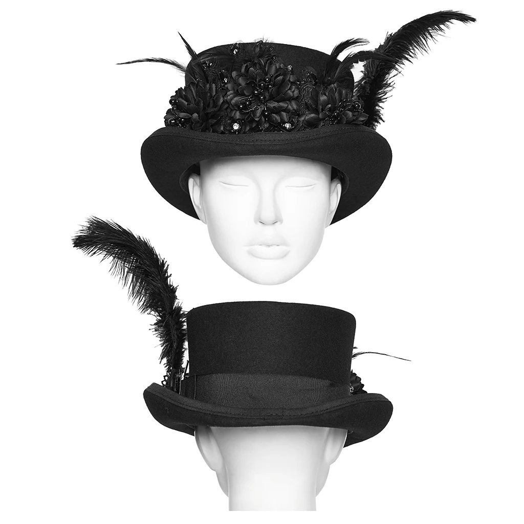 Goth retro feather formal hat - Image 8
