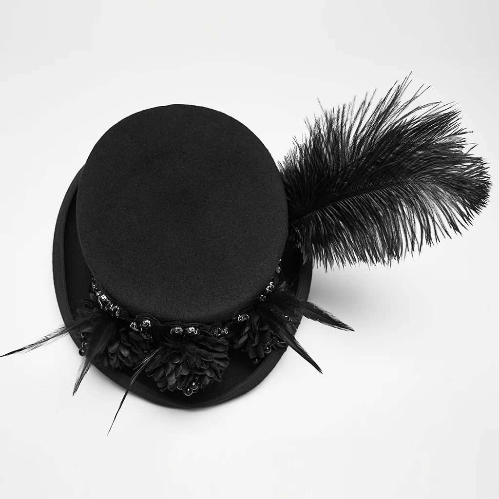 Goth retro feather formal hat - Image 9