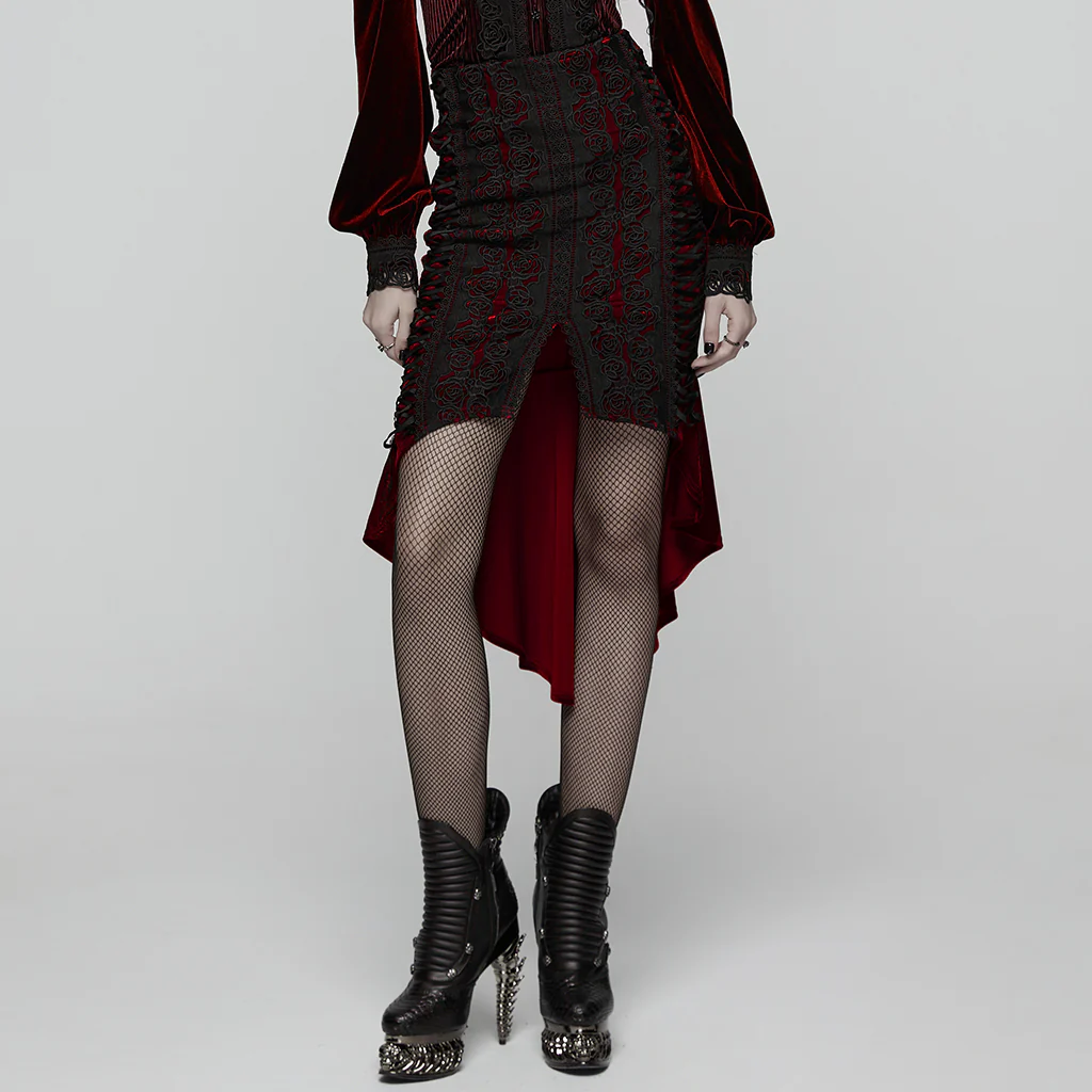 Goth Rose Fishtail Skirt