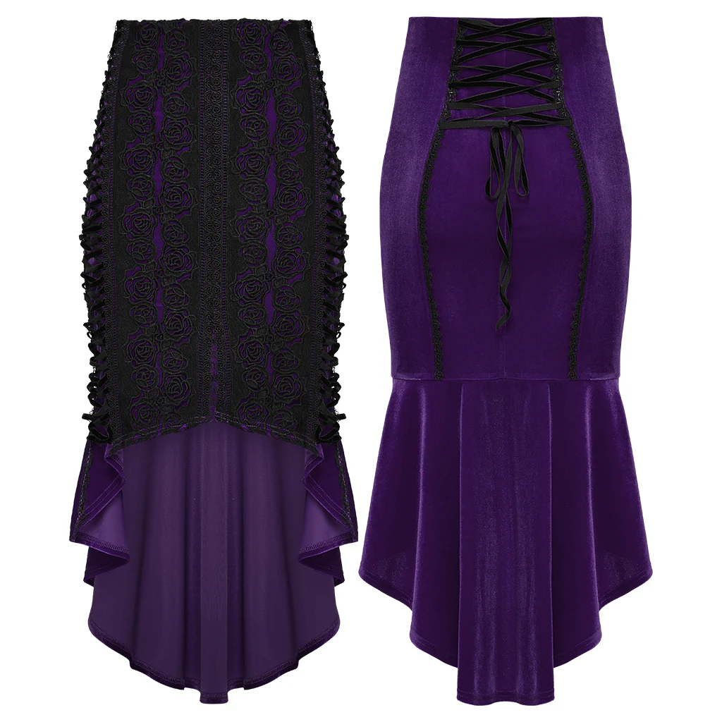 Goth Rose Fishtail Skirt - Image 21