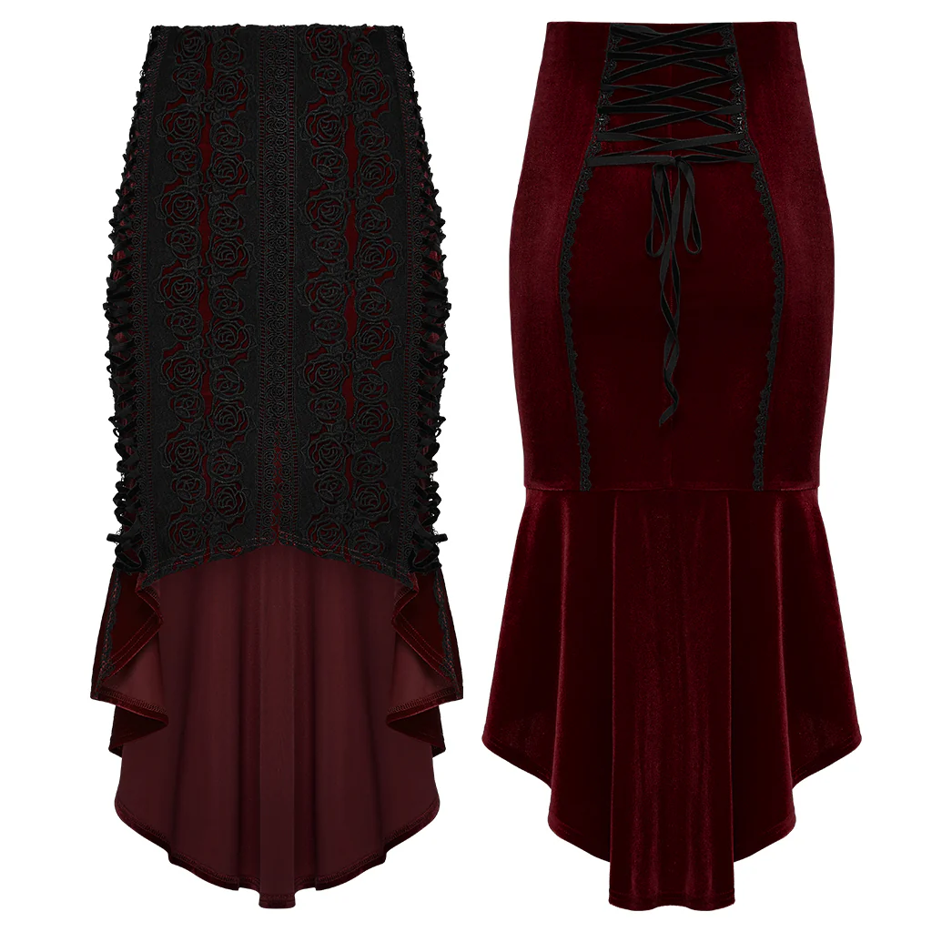 Goth Rose Fishtail Skirt - Image 6