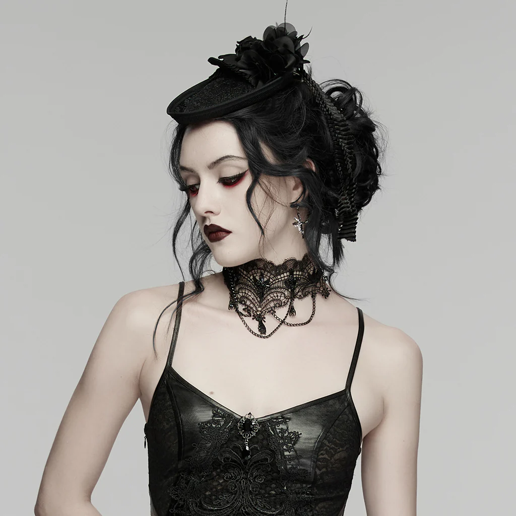 Goth Rose Ribbon Formal Hat - Image 6