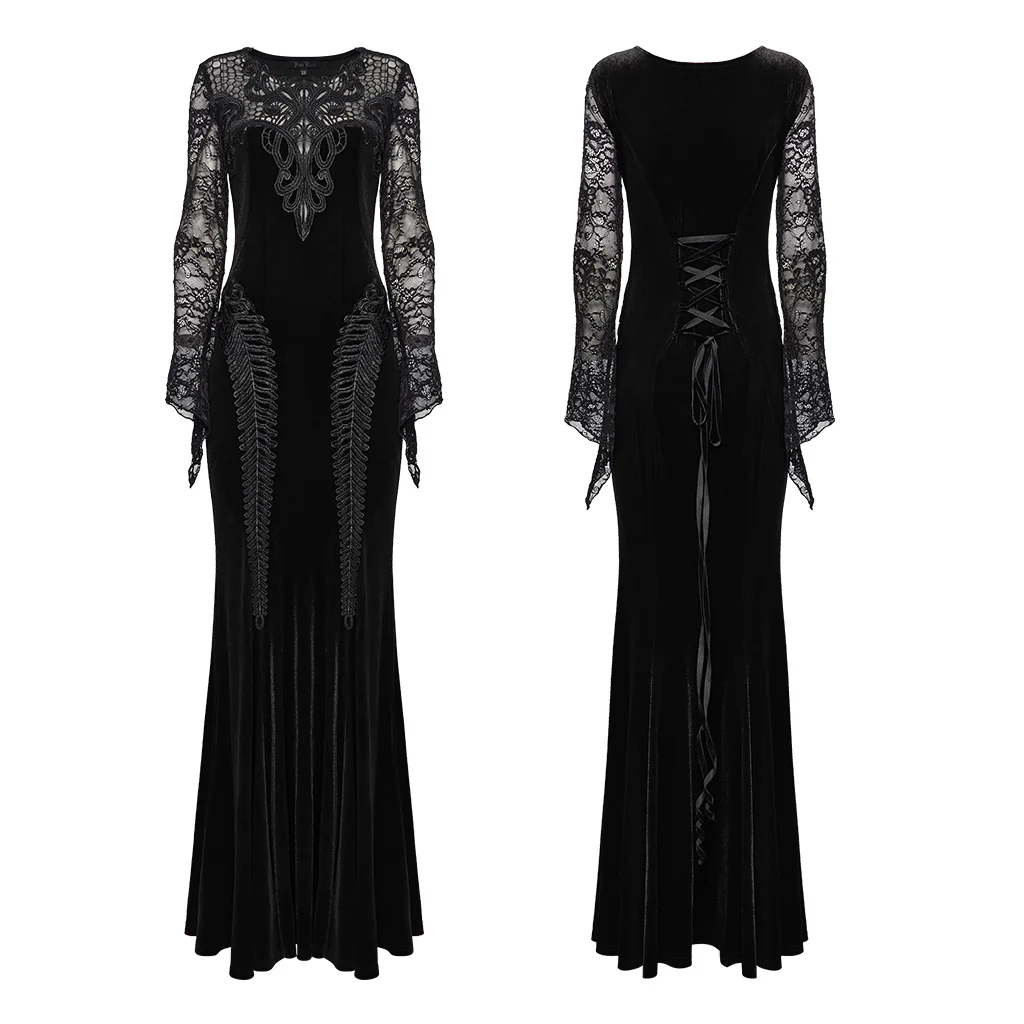 Goth Sexy Velvet Lace Dress - Image 15