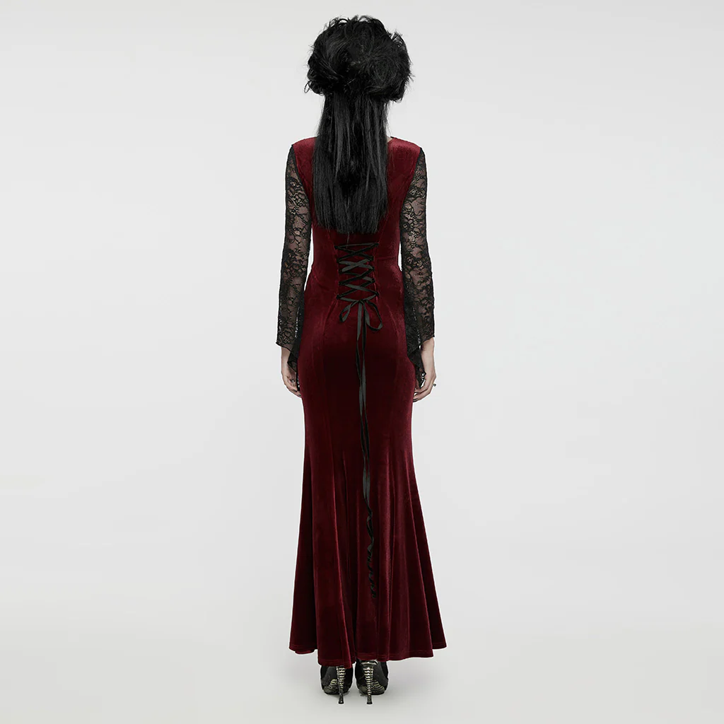 Goth Sexy Velvet Lace Dress - Image 3