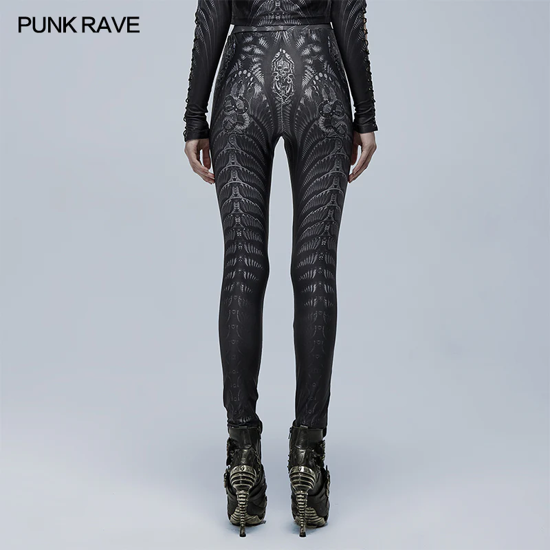 Goth skinny skeleton print Leggings - Image 8