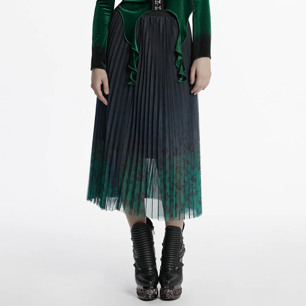 Goth Skull Print Gradient Skirt - Image 2
