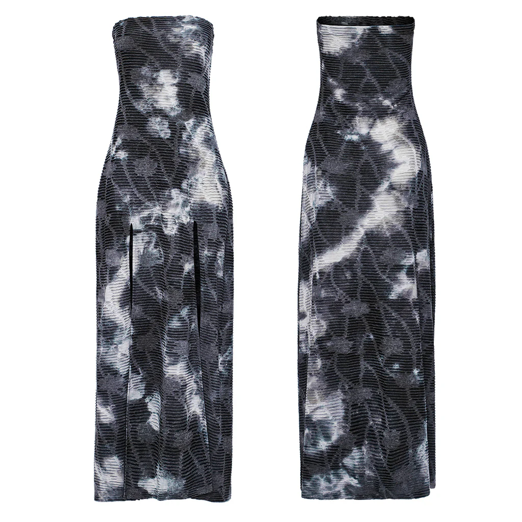 Goth strapless tie-dyed long dress - Image 2