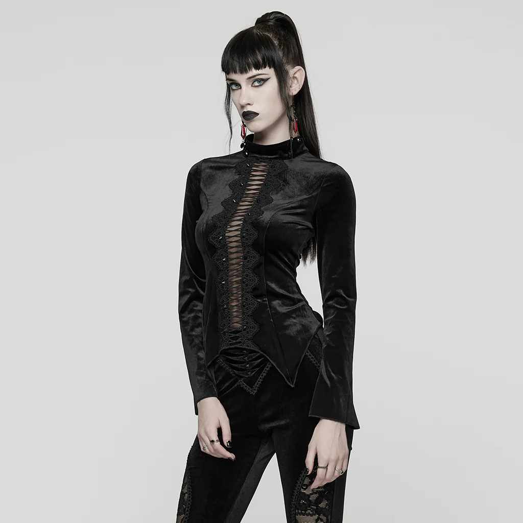 Goth Symmetrical Velvet T-shirt - Image 8