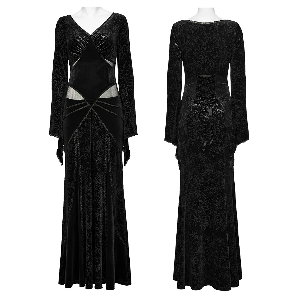 Goth V-neck embossed sexy dress - Image 15
