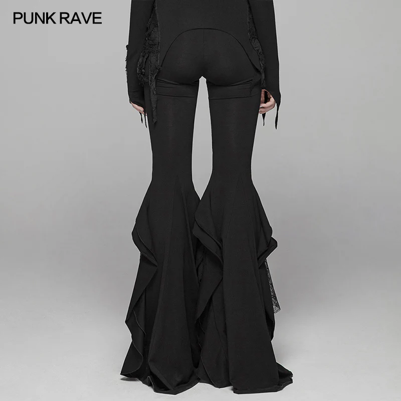 Gothic Big Pendulum Trousers Flared Stitched Lace Pants - Image 3