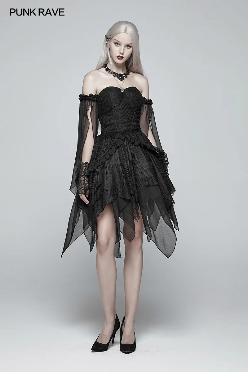 Gothic Black Lace Tulle Glove - One Pair - Image 6