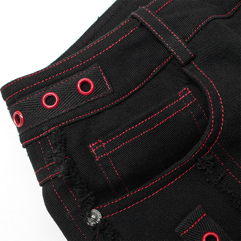Gothic contrast color ragged jeans - Image 10