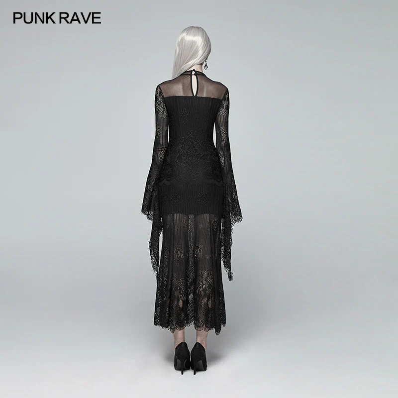 Gothic Daily Wear Long Sleeves Lace Dress - Image 3