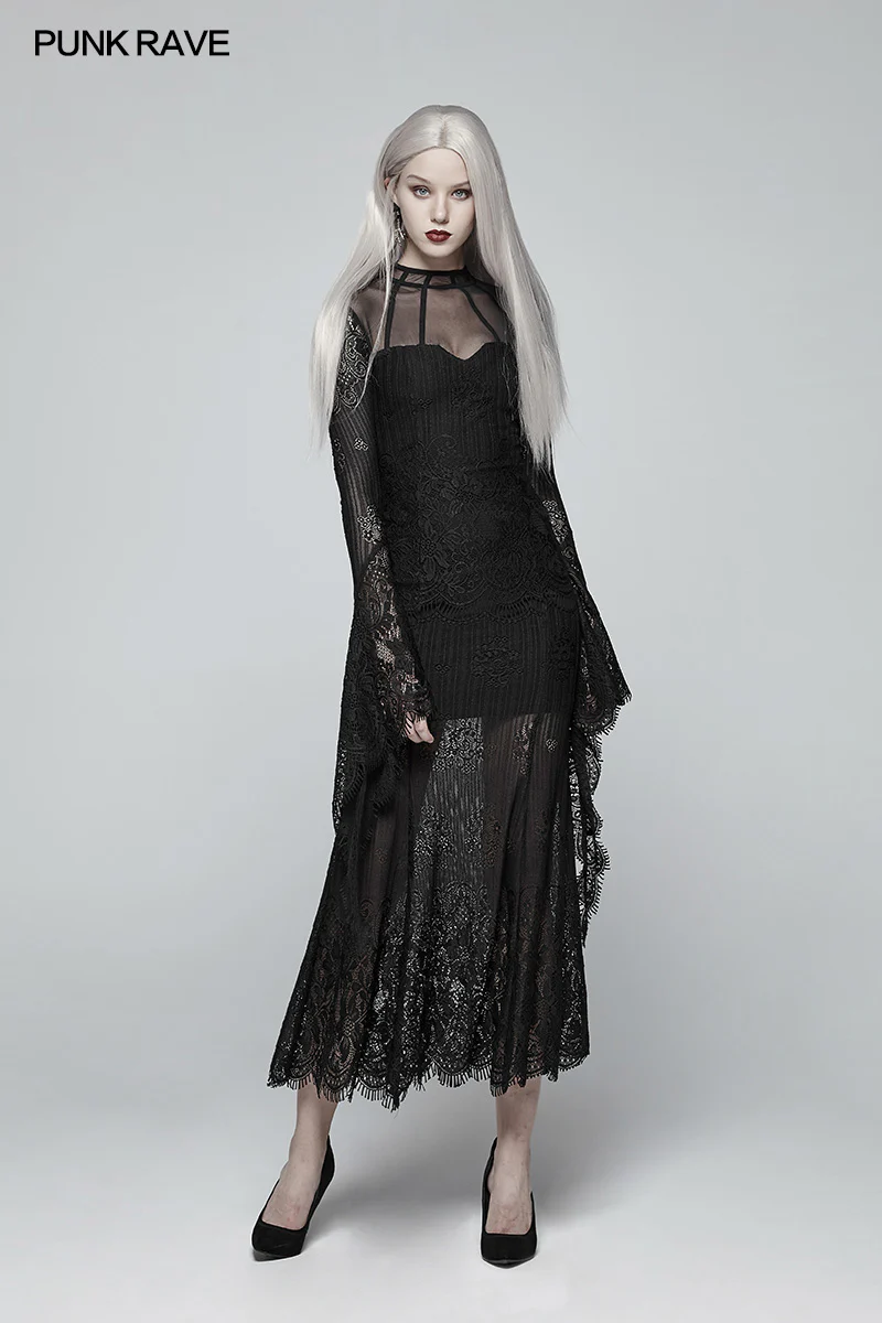 Gothic Daily Wear Long Sleeves Lace Dress - Image 6