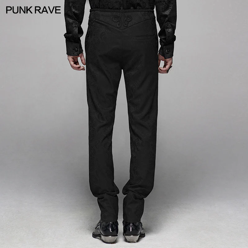 Gothic Floral Metal Swallow Black Suit Trousers - Image 3