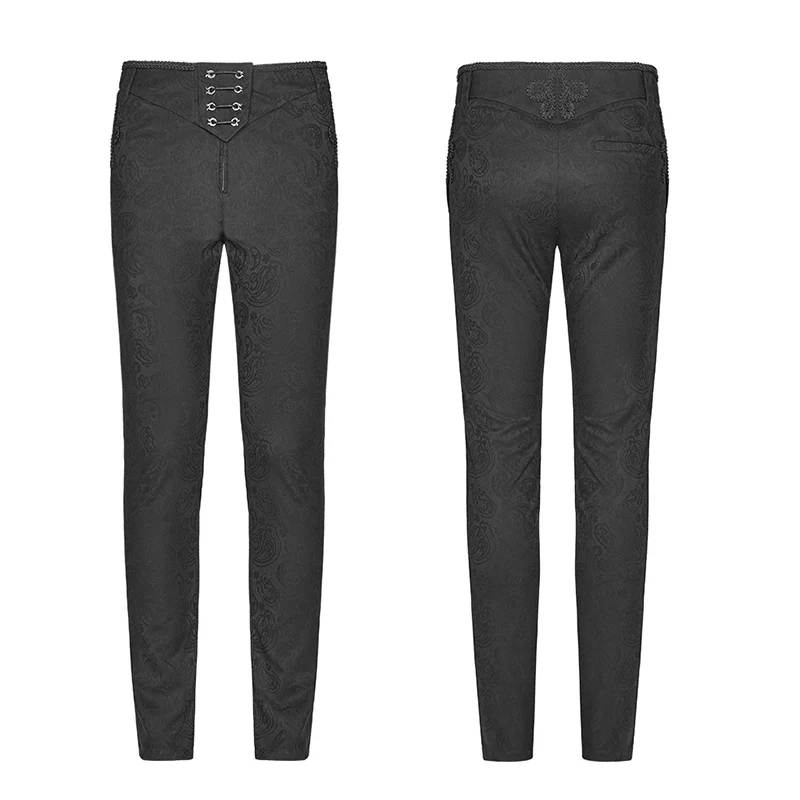 Gothic Floral Metal Swallow Black Suit Trousers - Image 4