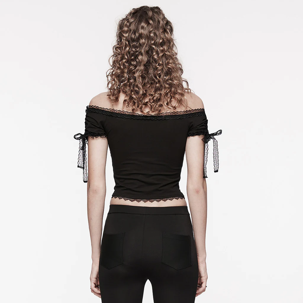 Gothic off shoulder lace corp Top - Image 3