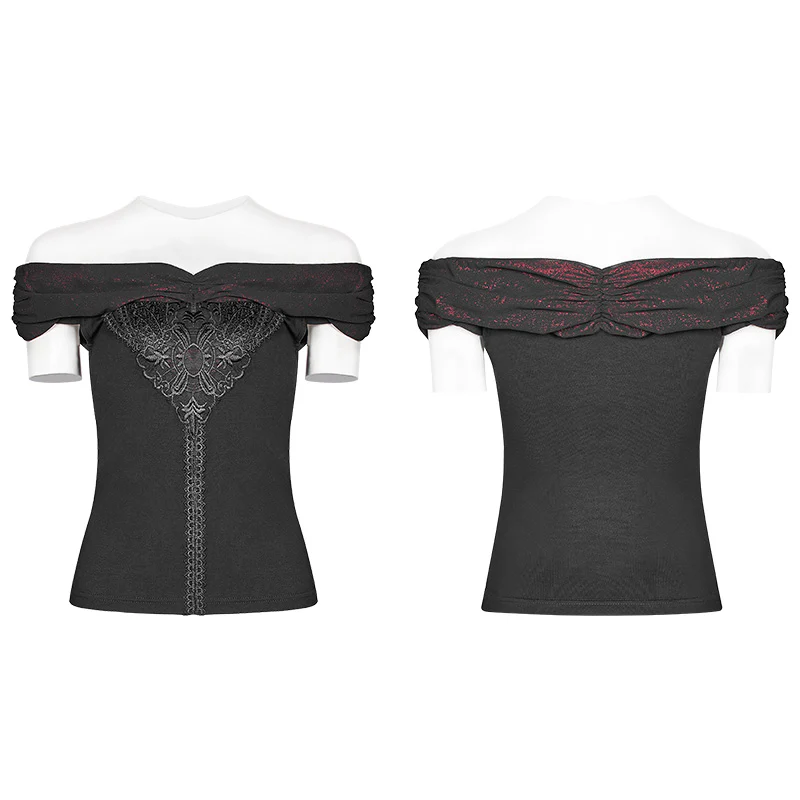 Gothic Off-shoulder Short T-shirt - Image 4