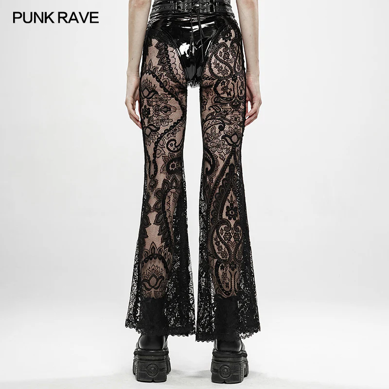 Gothic Paisley pattern lace transparent trousers - Image 3