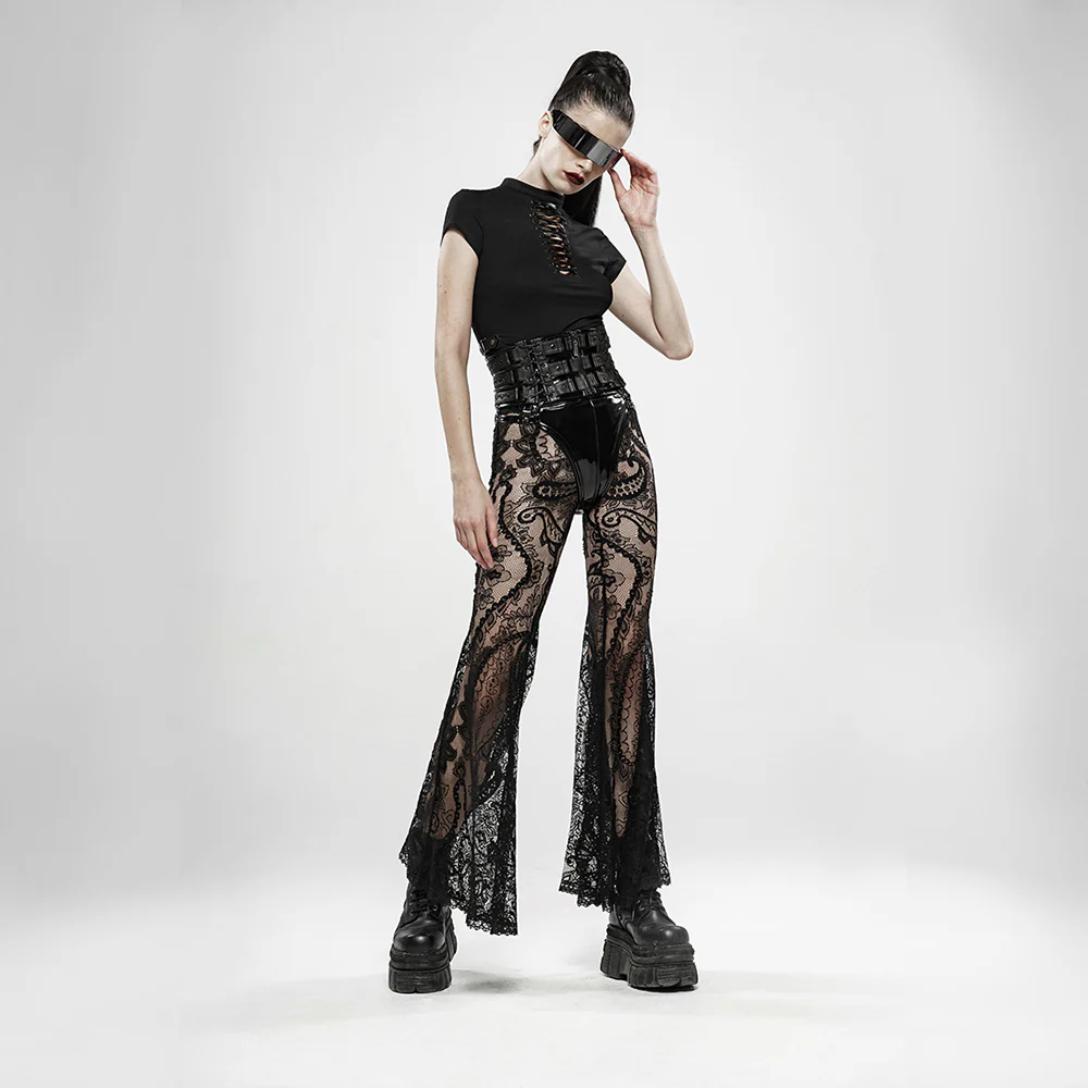 Gothic Paisley pattern lace transparent trousers - Image 6