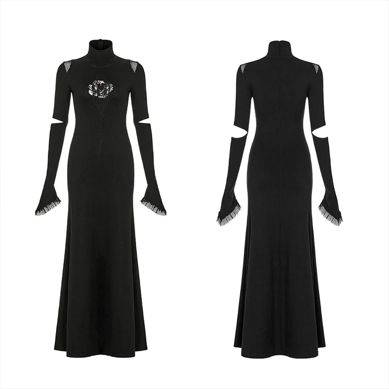 Gothic red-eyed spider embroidered dress - Image 4