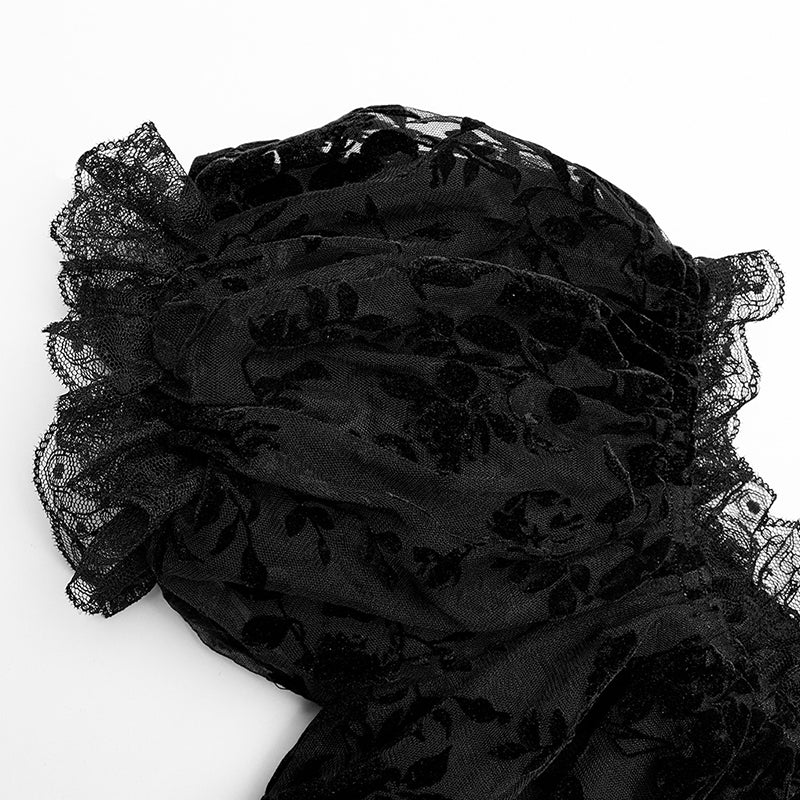 Gothic Sexy Flocking Mesh T-shirt - Image 5