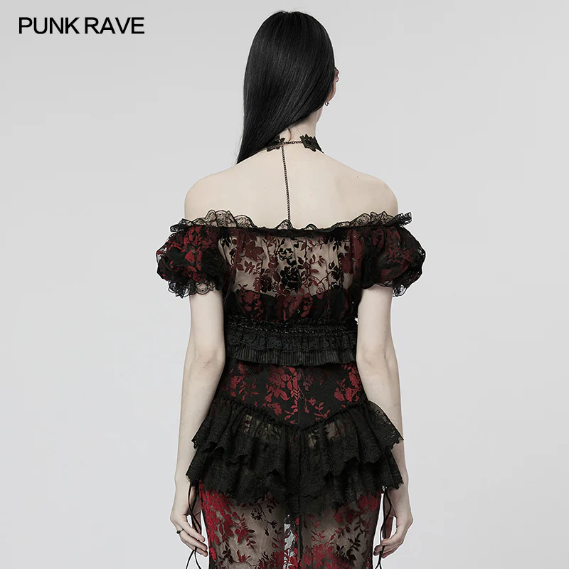 Gothic Sexy Flocking Mesh T-shirt - Image 8