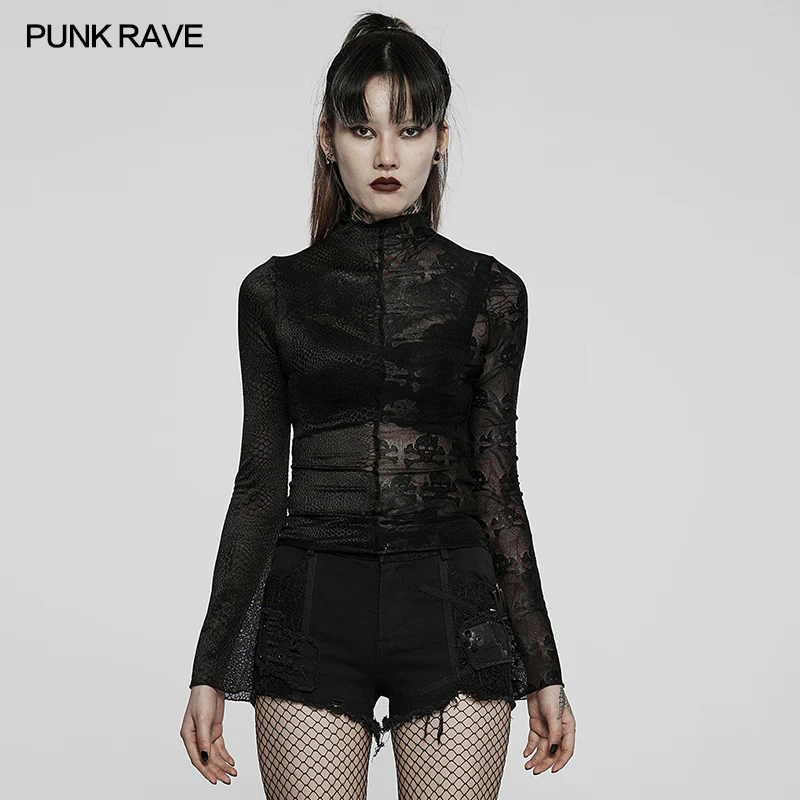 Gothic simple spliced lace T-shirt - Image 11