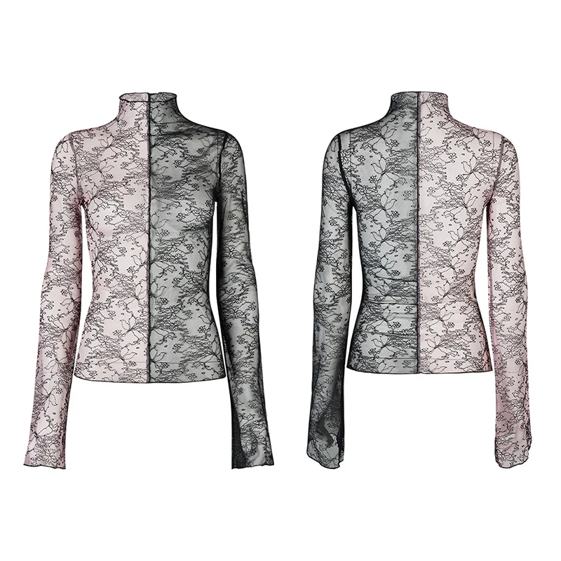 Gothic simple spliced lace T-shirt - Image 9