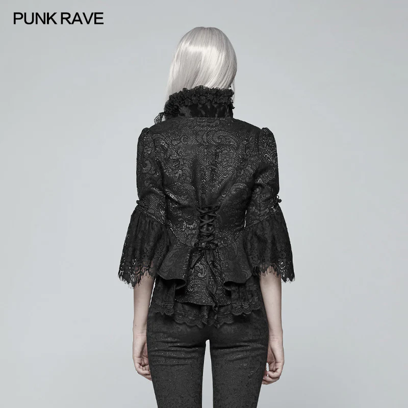 Gothic Standing Collar Short Coat - Image 3