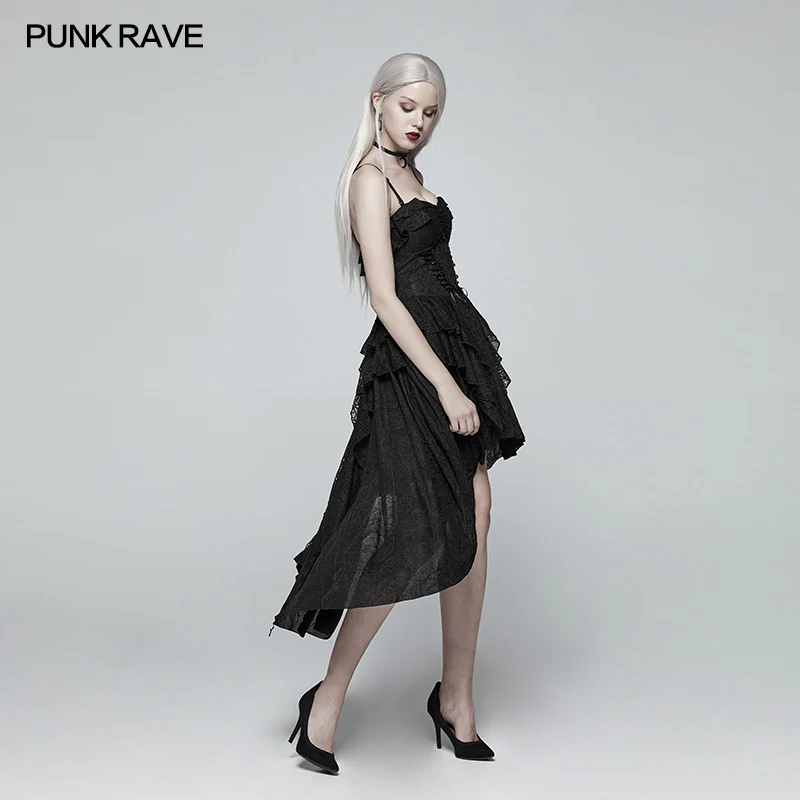 Gothic Strapless High Low Dress With Detachable Shoulder Strap - Image 2